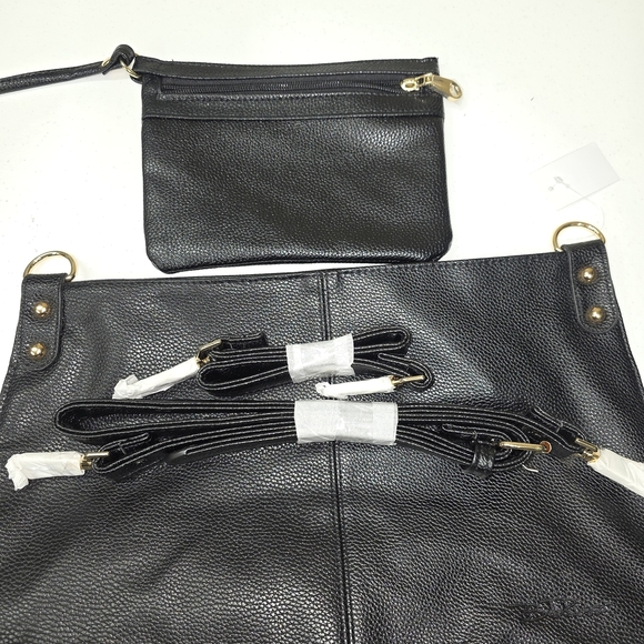 Bella Russo Pebbled Vegan Leather Shoulder Bag Set NWT Gold Hardware Clutch - Picture 7 of 7